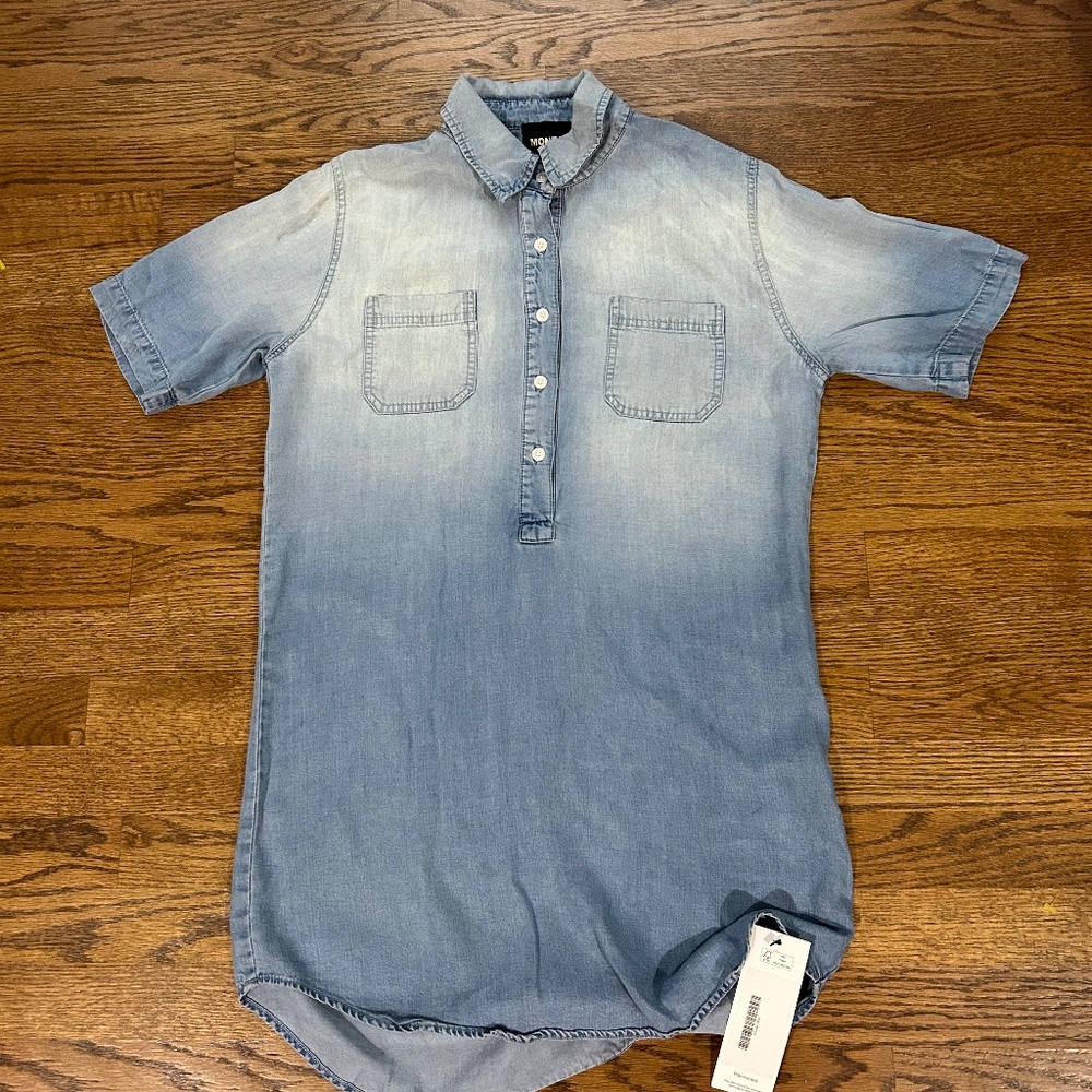 Monroe Tencil Denim Chambray Dress Beach Vacation Casual XS Short Sleeve USA